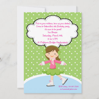 Invitation Adorable Dots De Patinage Sur Glace Pour Filles In