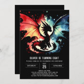 Invitation Adorable Dragon Anniversaire Imprimable (Devant / Derrière)