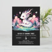 Invitation Adorable Dragon Minimaliste Anniversaire (Debout devant)
