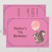 Invitation Adorable écureuil Anniversaire Personnalisable Par (Devant / Derrière)