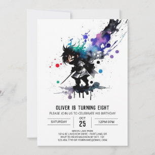 Invitation Adorable Editable Ninja Boy Digital Anniversaire