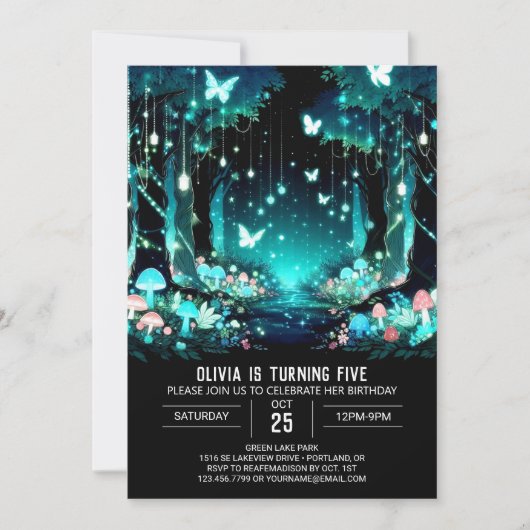 Invitation Adorable éditable Woodland Digital Anniversaire (Devant)