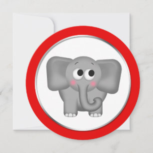 Invitation Adorable éléphant rouge ronde Baby shower Invitati