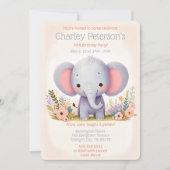 Invitation Adorable Elephant thème Anniversaire fête pour enf (Devant)