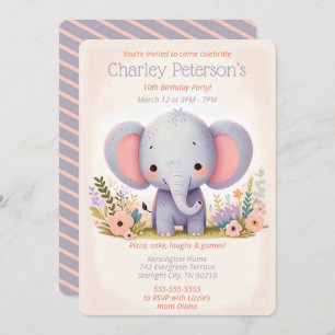Invitation Adorable Elephant thème Anniversaire fête pour enf
