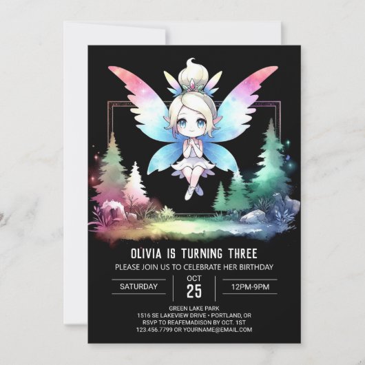 Invitation Adorable Enfants Fairy Anniversaire (Devant)