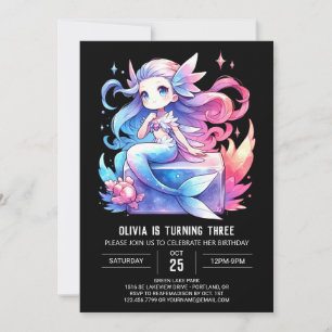 Invitation Adorable Enfants Sirène Anniversaire