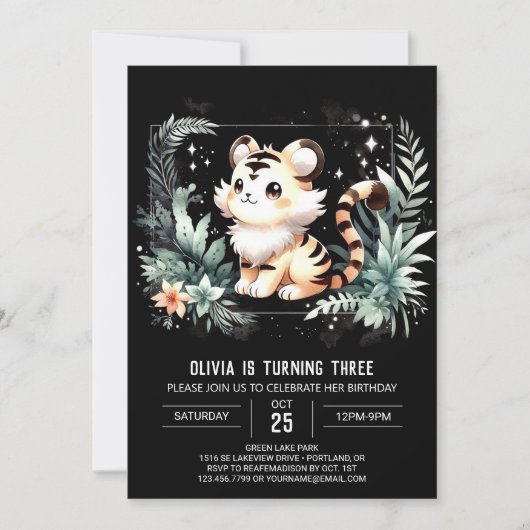 Invitation Adorable Enfants Tigre Anniversaire (Devant)