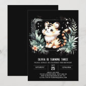 Invitation Adorable Enfants Tigre Anniversaire (Devant / Derrière)