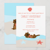 Invitation adorable fête de loutre (Devant / Derrière)