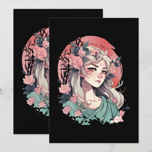 Invitation Adorable fille d'anime (Devant / Derrière)
