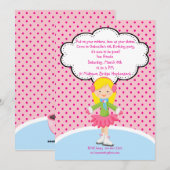 Invitation Adorable fille patinage sur glace Anniversaire Inv (Devant / Derrière)