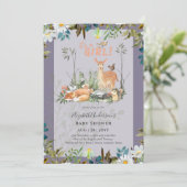 Invitation Adorable FILLES Baby shower de cerfs de bois Lilac (Debout devant)