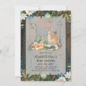 Invitation Adorable FILLES Baby shower de cerfs de bois rusti (Devant)