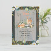 Invitation Adorable FILLES Baby shower de cerfs de bois rusti (Debout devant)