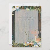 Invitation Adorable FILLES Baby shower de cerfs de bois rusti (Dos)