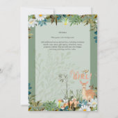 Invitation Adorable FILLES Baby shower de cerfs de bois vert (Dos)