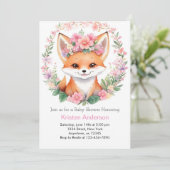 Invitation Adorable Fox Boho Forest Girl Baby shower (Debout devant)