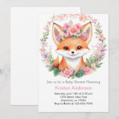 Invitation Adorable Fox Boho Forest Girl Baby shower (Devant / Derrière)