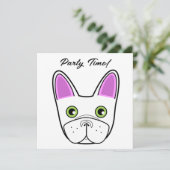 Invitation Adorable Français Chien-taureau visage Anniversair (Debout devant)