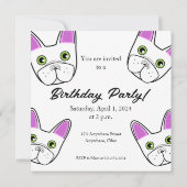 Invitation Adorable Français Chien-taureau visage Anniversair (Dos)
