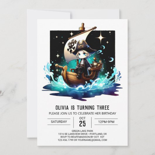 Invitation Adorable Fun Pirate Anniversaire (Devant)