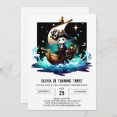 Invitation Adorable Fun Pirate Anniversaire (Devant / Derrière)