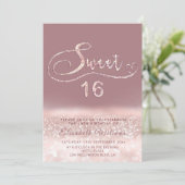 Invitation Adorable Glam rose or parties scintillant script o (Debout devant)
