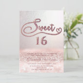 Invitation Adorable Glam rose or parties scintillant script o (Debout devant)