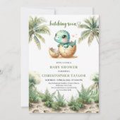 Invitation Adorable Hatching Soon Baby Dinosaur Invite Card (Devant)