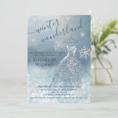 Invitation Adorable hiver merveilleux parties scintillant ble (Debout devant)