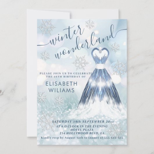 Invitation Adorable hiver merveilleux parties scintillant omb (Devant)