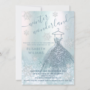Invitation Adorable hiver merveilleux parties scintillant omb