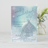 Invitation Adorable hiver merveilleux parties scintillant omb (Debout devant)