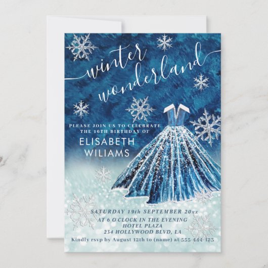 Invitation Adorable hiver merveilleux parties scintillant omb (Devant)