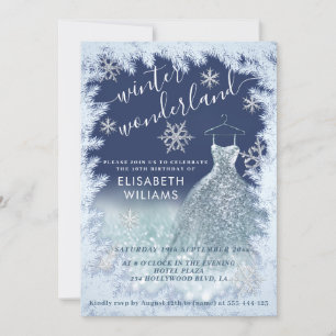 Invitation Adorable hiver merveilleux parties scintillant omb