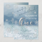 Invitation Adorable hiver merveilleux parties scintillant pre (Devant / Derrière)