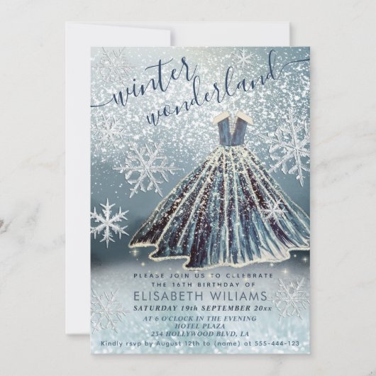 Invitation Adorable hiver merveilleux princesse robe douce 16 (Devant)