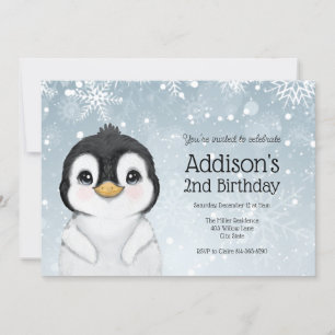 Invitation Adorable hiver Penguin Birthday
