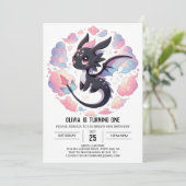 Invitation Adorable Imaginaire Dragon 1er anniversaire (Debout devant)