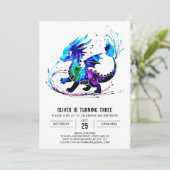 Invitation Adorable Imaginaire Dragon Digital Boy Anniversair (Debout devant)