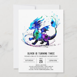 Invitation Adorable Imaginaire Dragon Digital Boy Anniversair