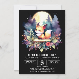 Invitation Adorable Imaginaire Fox Anniversaire numérique