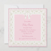 Invitation Adorable ivoire et Baby shower rose (Dos)