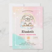 Invitation Adorable joli Koala Rainbow Anniversaire (Devant)