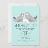 Invitation Adorable Joli Seals Couples Baby shower (Devant)