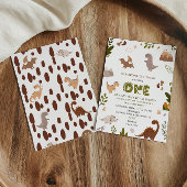 Invitation Adorable Jungle Neutre Dinosaur 1er anniversaire