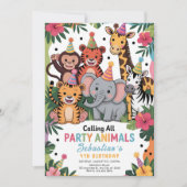 Invitation Adorable Jungle Party Animals Birthday (Devant)