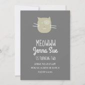 Invitation Adorable Kitten Anniversaire Fête Grey Chat Invita (Devant)