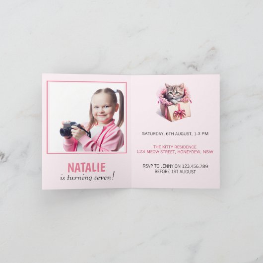 Invitation Adorable Kitten dans une boîte Photo cadeau d'anni (Intérieur)